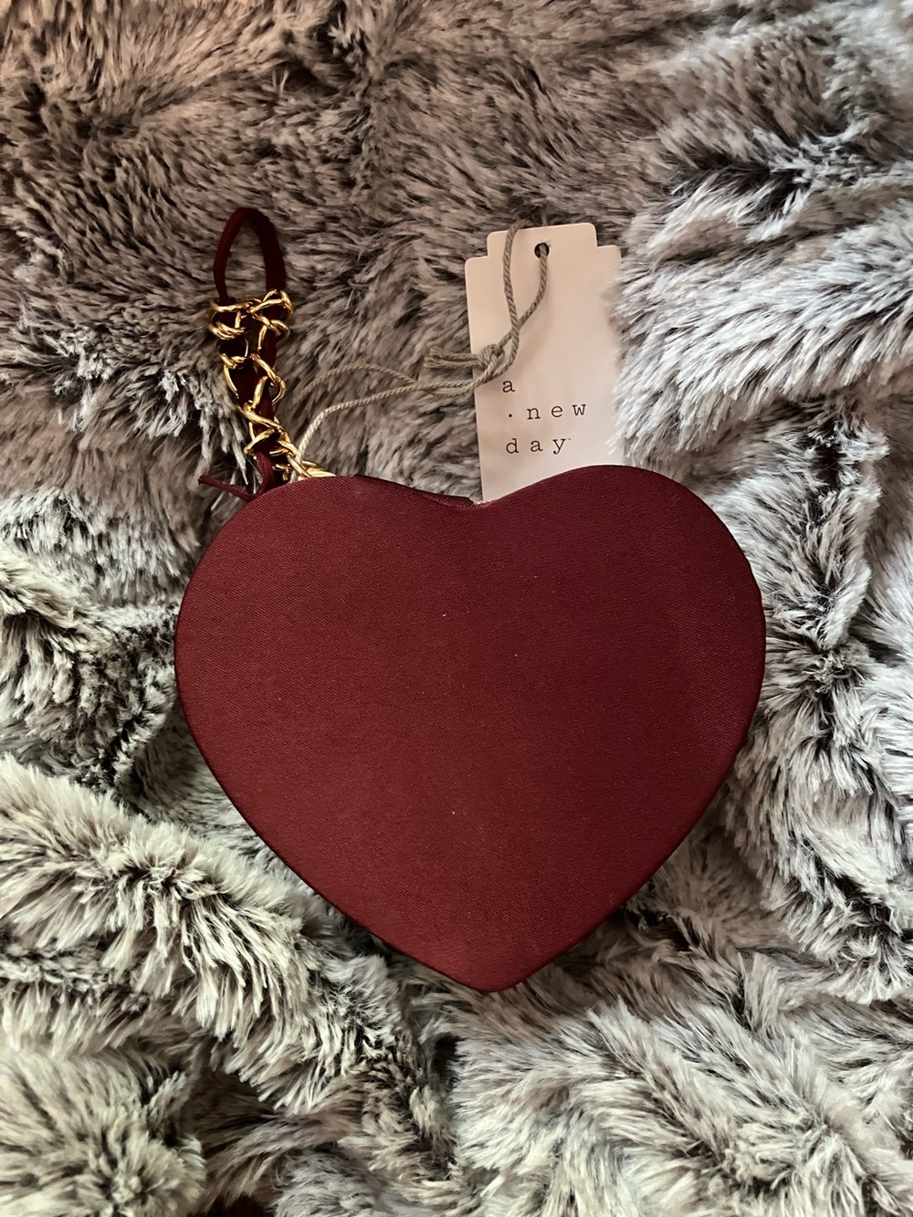 a new day Heart Shaped Jewelry Box Burgundy NWT